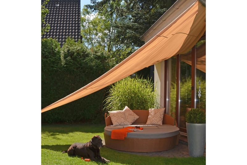 HI Solseil triangulr 5x5x5 m beige - Hagemøbler - Solbeskyttelse - Solseil