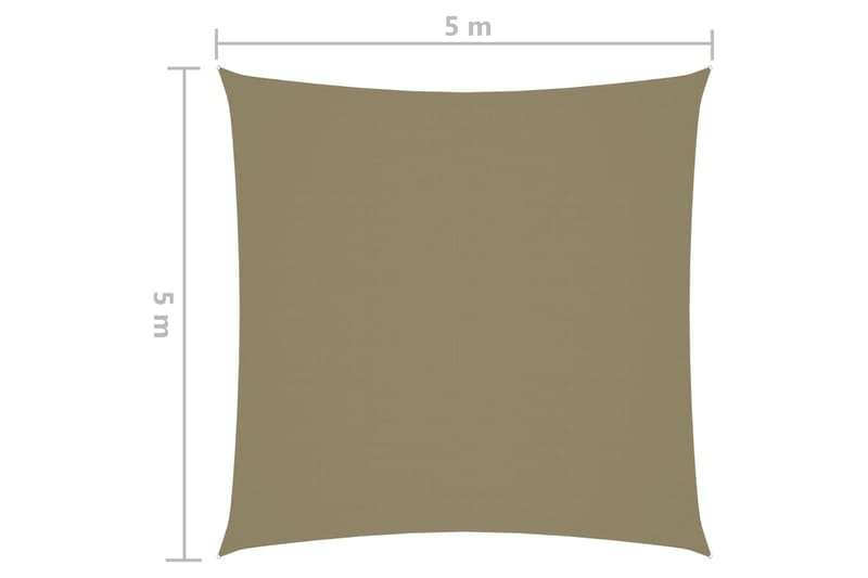 Solseil oxfordstoff kvadratisk 5x5 m beige - Beige - Solseil