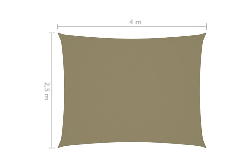 Solseil oxfordstoff rektangulær 2,5x4 m beige - Beige - Solseil