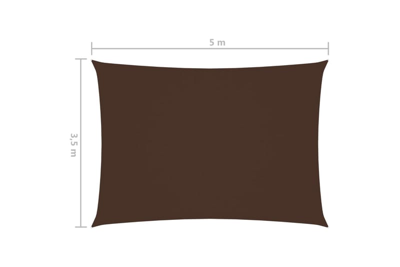Solseil oxfordstoff rektangulær 3,5x5 m brun - Brun - Solseil