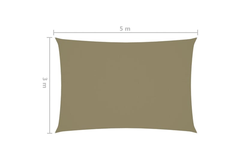 Solseil oxfordstoff rektangulær 3x5 m beige - Beige - Solseil