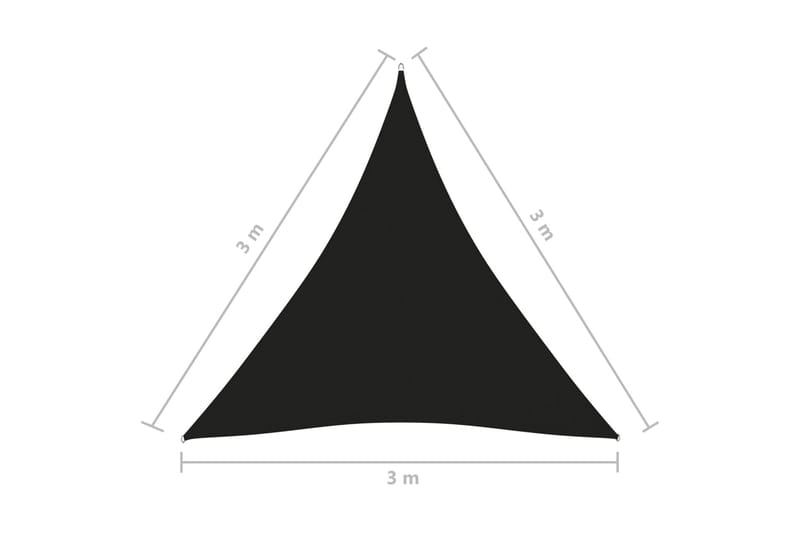 Solseil oxfordstoff trekantet 3x3x3 m svart - Svart - Solseil