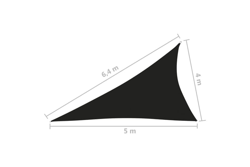 Solseil oxfordstoff trekantet 4x5x6,4 m svart - Svart - Solseil
