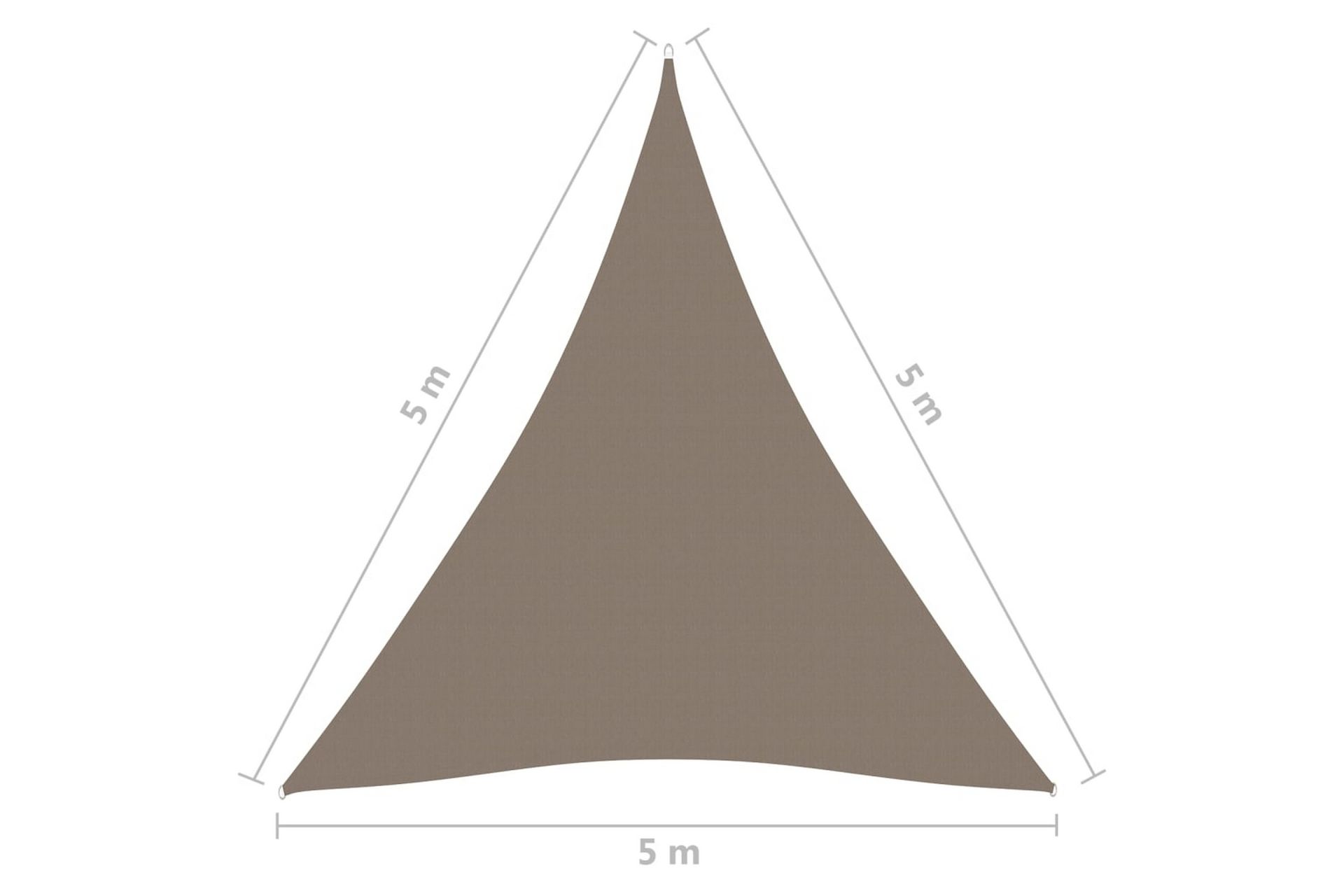 Solseil oxfordstoff trekantet 5x5x5 m gråbrun - Taupe - Hagemøbler - Solbeskyttelse - Solseil