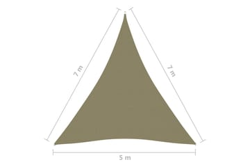 Solseil oxfordstoff trekantet 5x7x7 m beige - Beige - Hagemøbler - Solbeskyttelse - Solseil