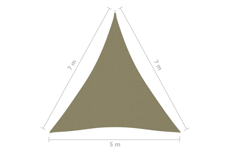 Solseil oxfordstoff trekantet 5x7x7 m beige - Beige - Hagemøbler - Solbeskyttelse - Solseil