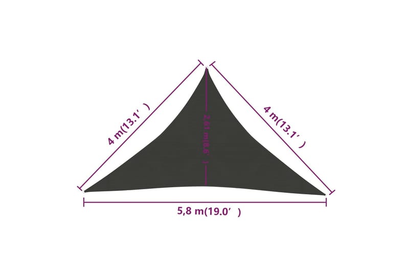 Solseil 160 g/m² antrasitt 4x4x5,8 m HDPE - Antrasittgrå - Solseil