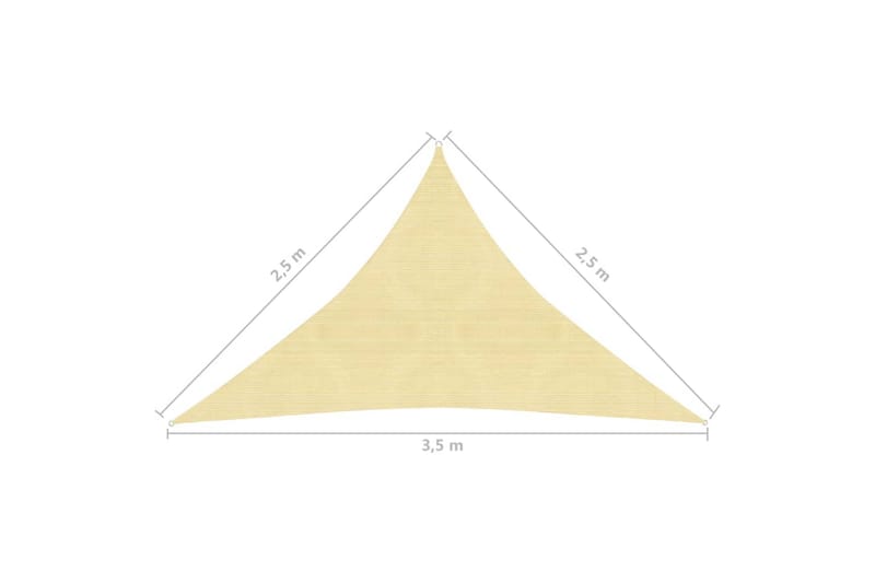 Solseil 160 g/m² beige 2,5x2,5x3,5 m HDPE - Beige - Hagemøbler - Solbeskyttelse - Solseil