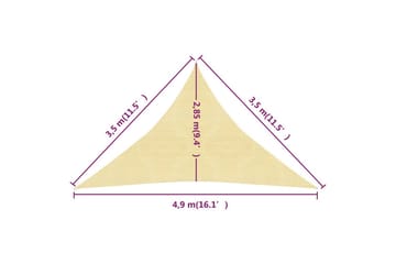 Solseil 160 g/m² beige 3,5x3,5x4,9 m HDPE - Beige - Hagemøbler - Solbeskyttelse - Solseil