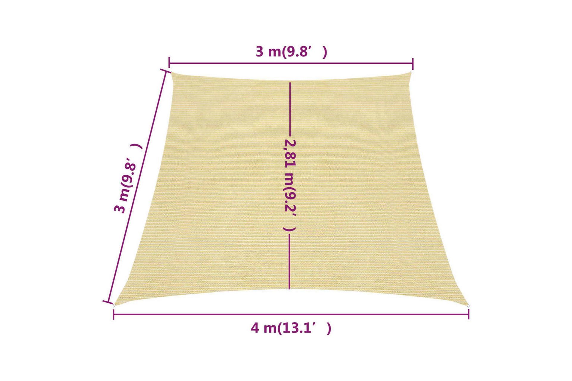 Solseil 160 g/m² beige 3/4x3 m HDPE - Beige - Hagemøbler - Solbeskyttelse - Solseil