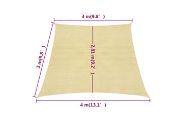 Solseil 160 g/m² beige 3/4x3 m HDPE - Beige - Hagemøbler - Solbeskyttelse - Solseil