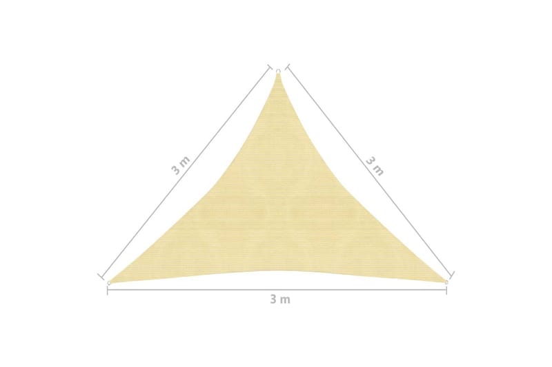 Solseil 160 g/m² beige 3x3x3 m HDPE - Beige - Hagemøbler - Solbeskyttelse - Solseil