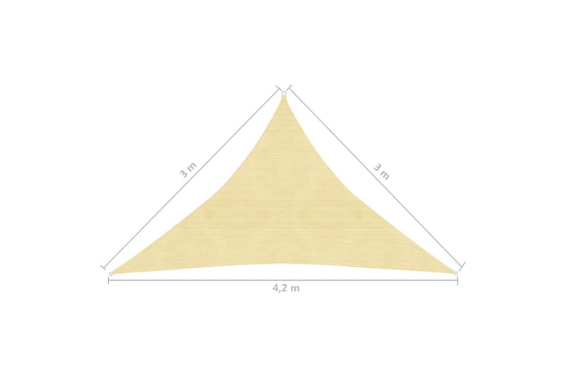 Solseil 160 g/m² beige 3x3x4,2 m HDPE - Beige - Solseil