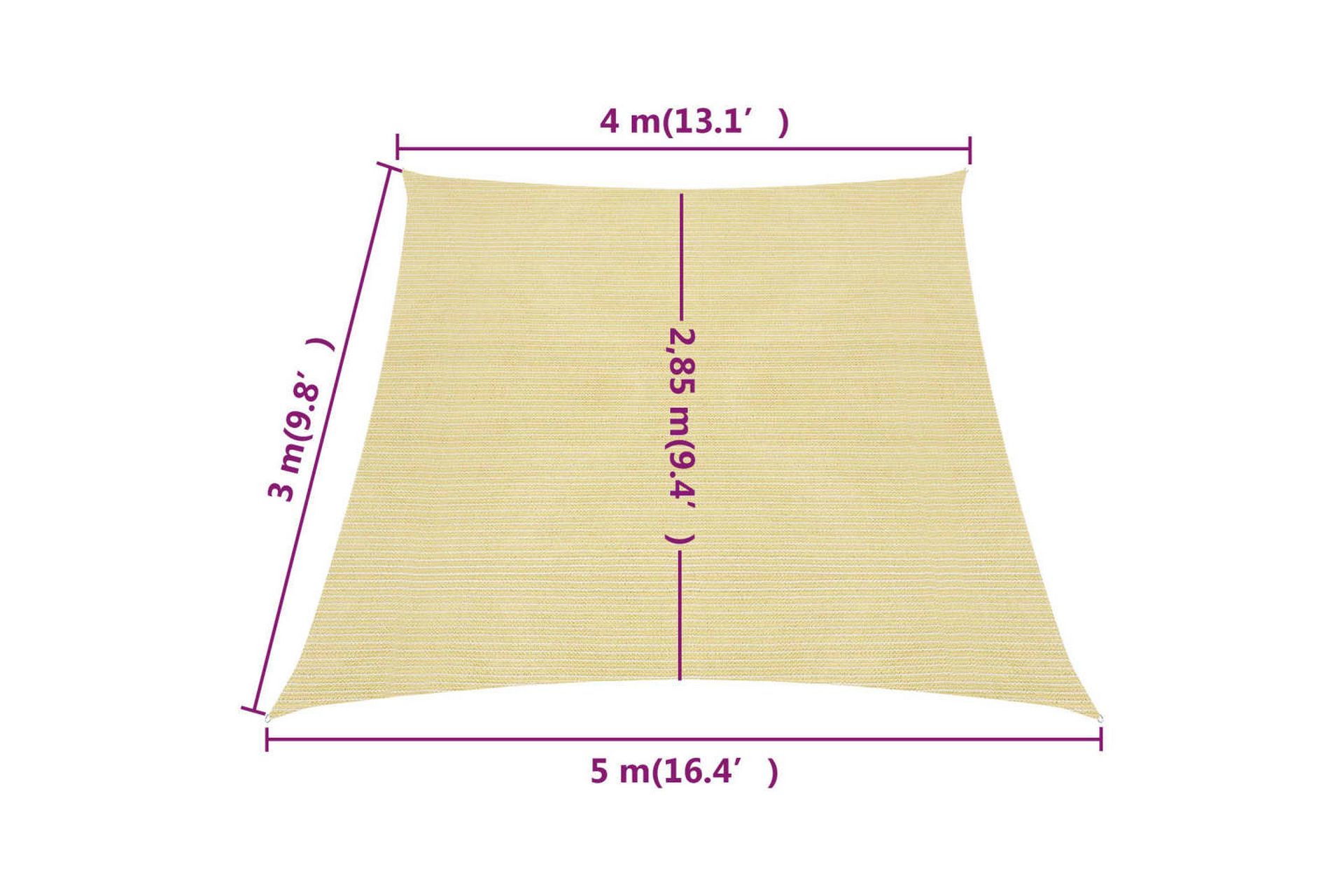 Solseil 160 g/m² beige 4/5x3 m HDPE - Beige - Hagemøbler - Solbeskyttelse - Solseil