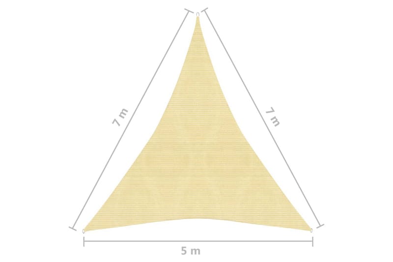 Solseil 160 g/m² beige 5x7x7 m HDPE - Beige - Solseil