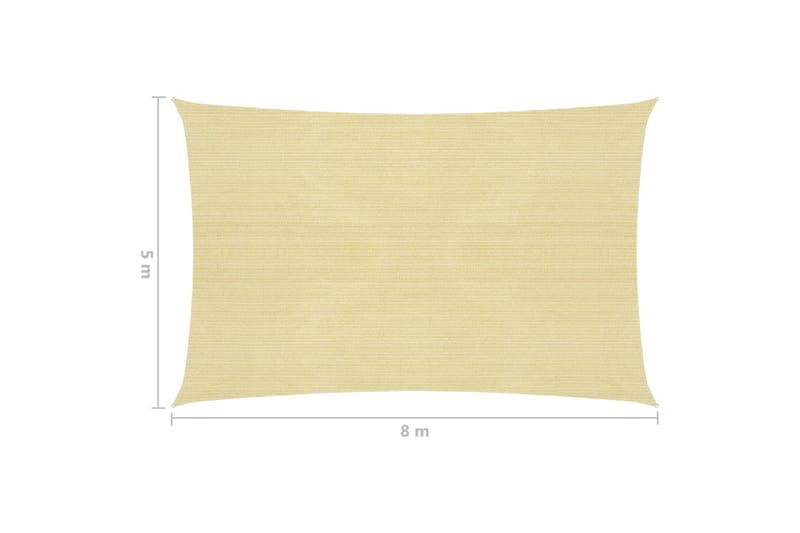 Solseil 160 g/m² beige 5x8 m HDPE - Beige - Hagemøbler - Solbeskyttelse - Solseil