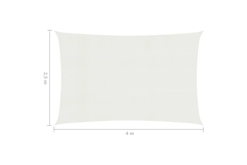 Solseil 160 g/m² hvit 2,5x4 m HDPE - Hvit - Hagemøbler - Solbeskyttelse - Solseil