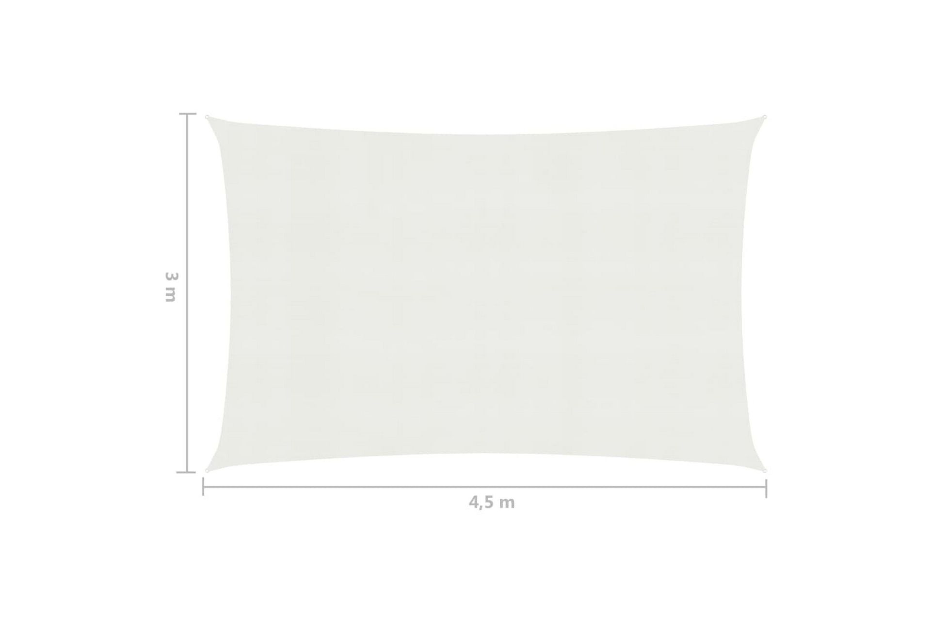 Solseil 160 g/m² hvit 3x4,5 m HDPE - Hvit - Hagemøbler - Solbeskyttelse - Solseil