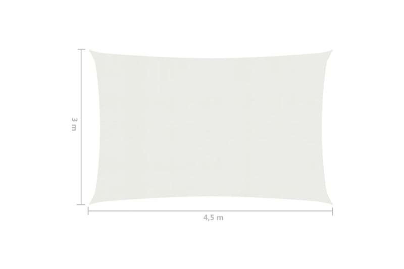 Solseil 160 g/m² hvit 3x4,5 m HDPE - Hvit - Hagemøbler - Solbeskyttelse - Solseil