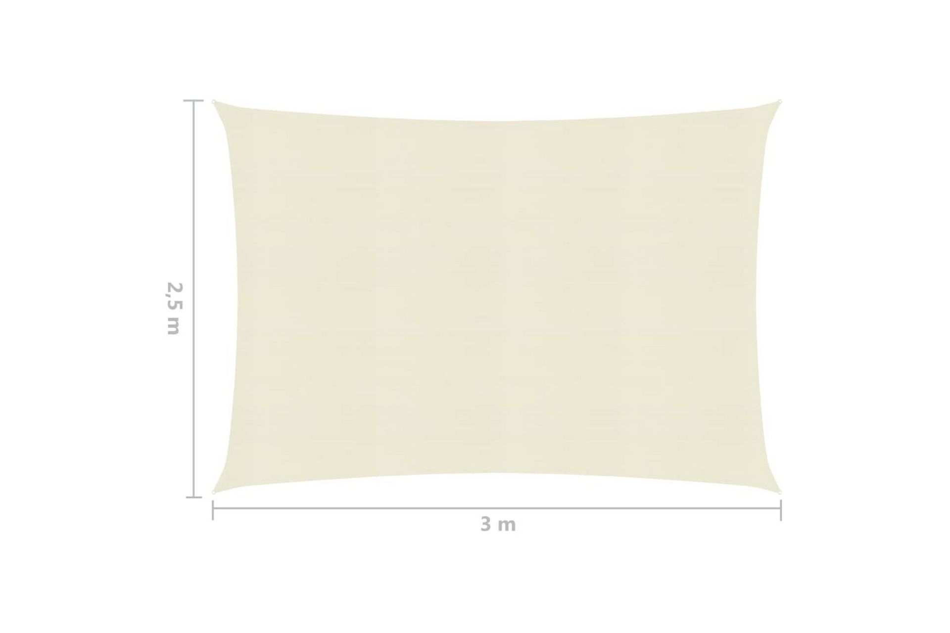 Solseil 160 g/m² kremhvit 2,5x3 m HDPE - Krem - Hagemøbler - Solbeskyttelse - Solseil
