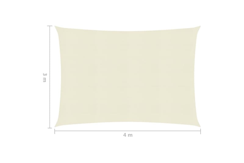 Solseil 160 g/m² kremhvit 3x4 m HDPE - Krem - Hagemøbler - Solbeskyttelse - Solseil