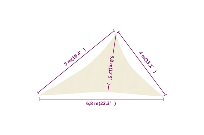 Solseil 160 g/m² kremhvit 4x5x6,8 m HDPE - Krem - Solseil