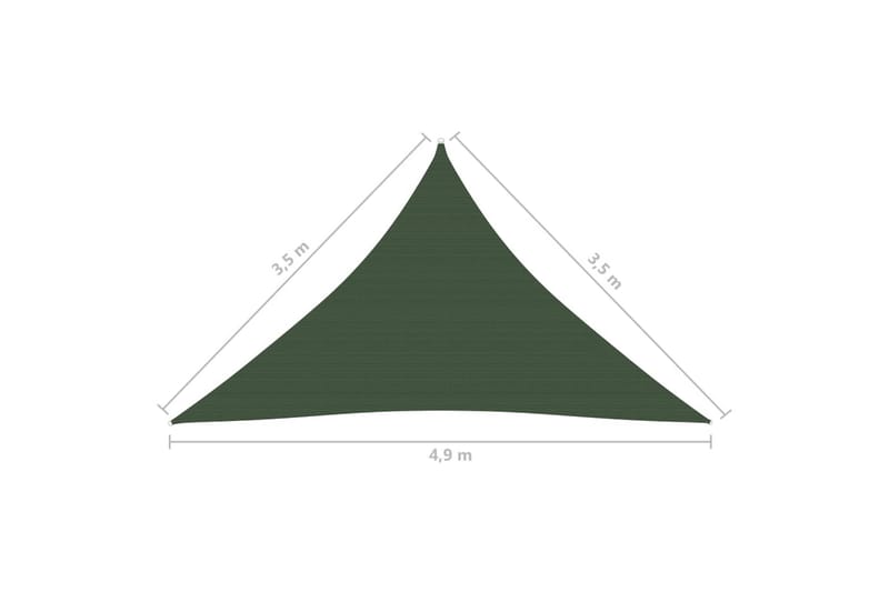 Solseil 160 g/m² mørkegrønn 3,5x3,5x4,9 m HDPE - grønn - Solseil