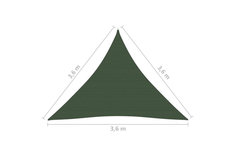 Solseil 160 g/m² mørkegrønn 3,6x3,6x3,6 m HDPE - Grønn - Solseil