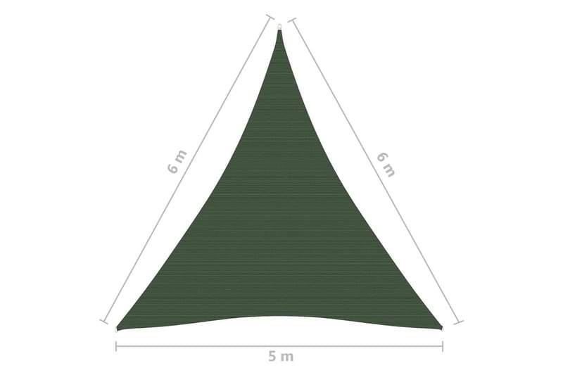 Solseil 160 g/m² mørkegrønn 5x6x6 m HDPE - Grønn - Solseil