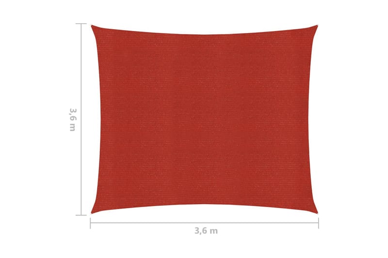 Solseil 160 g/m² rød 3,6x3,6 m HDPE - Rød - Solseil