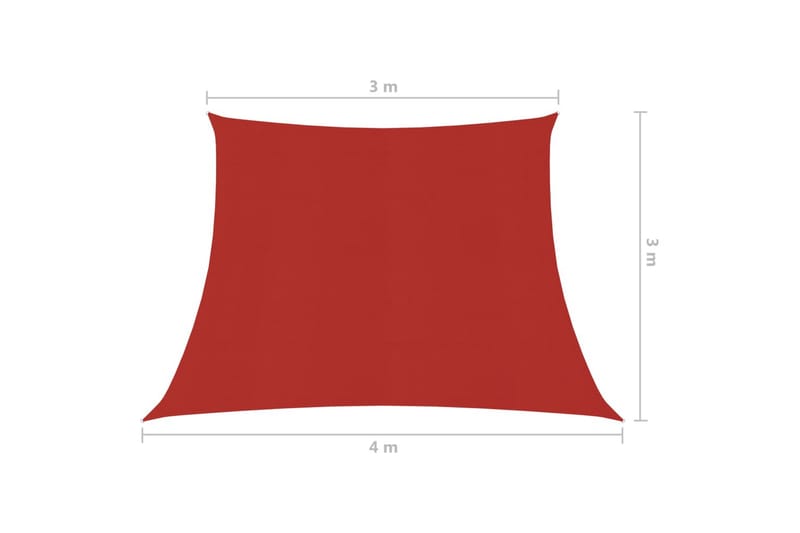 Solseil 160 g/m² rød 3/4x3 m HDPE - Rød - Hagemøbler - Solbeskyttelse - Solseil