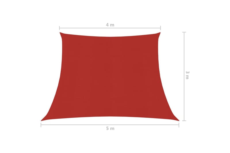 Solseil 160 g/m² röd 4/5x3 m HDPE - Röd - Solseil