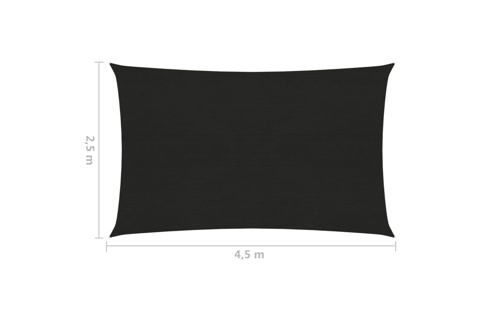 Solseil 160 g/m² svart 2,5x4,5 m HDPE - Svart - Hagemøbler - Solbeskyttelse - Solseil