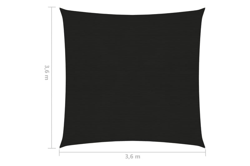 Solseil 160 g/m² svart 3,6x3,6 m HDPE - Svart - Solseil