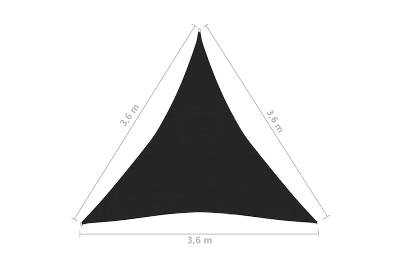 Solseil 160 g/m² svart 3,6x3,6x3,6 m HDPE - Svart - Solseil