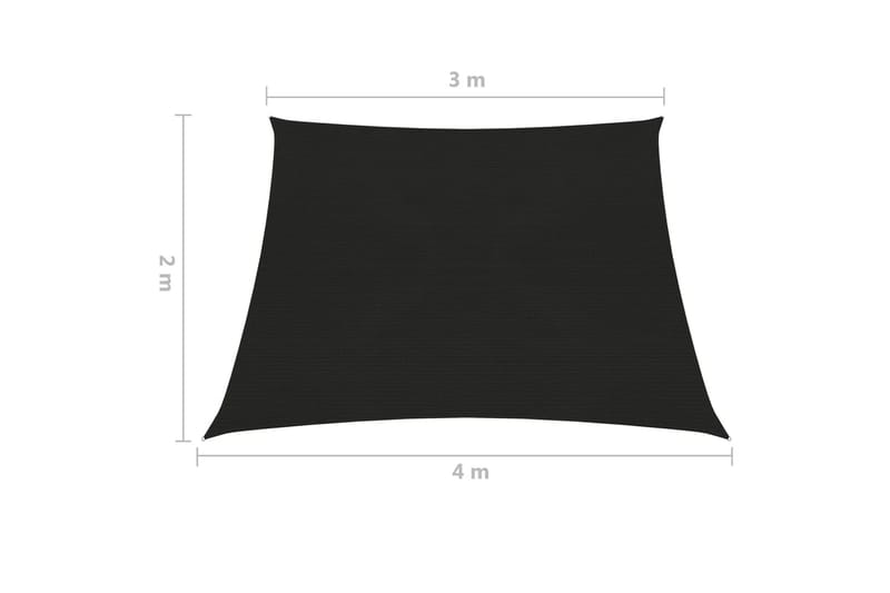 Solseil 160 g/m² svart 3/4x2 m HDPE - Svart - Solseil