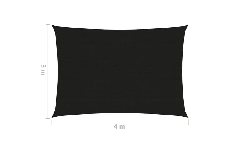 Solseil 160 g/m² svart 3x4 m HDPE - Svart - Hagemøbler - Solbeskyttelse - Solseil