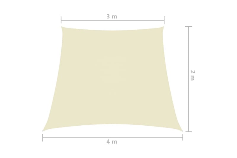 Solseil oxfordstoff trapesformet 3/4x2 m kremhvit - Krem - Hagemøbler - Solbeskyttelse - Solseil