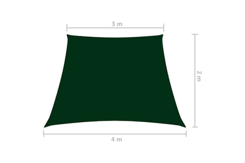 Solseil oxfordstoff trapesformet 3/4x2 m mørkegrønn - grønn - Hagemøbler - Solbeskyttelse - Solseil