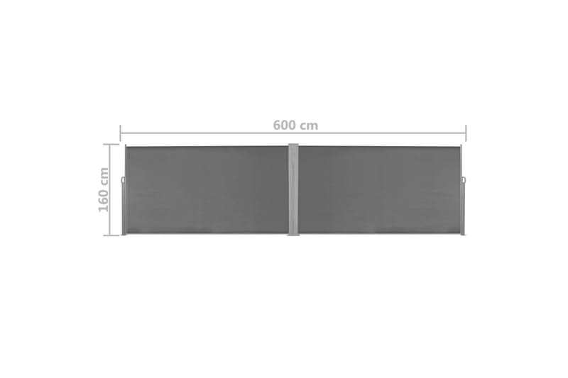Uttrekkbar sidemarkise 160x600 cm grå - Hagemøbler - Solbeskyttelse - Solseil