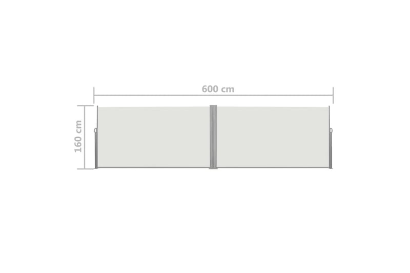 Uttrekkbar sidemarkise 160x600 cm kremhvit - Hagemøbler - Solbeskyttelse - Solseil