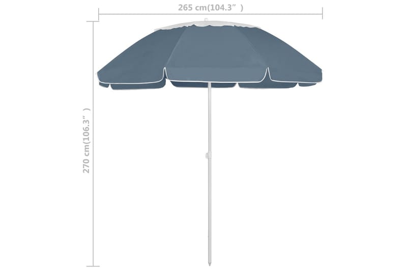 Strandparasoll blå 300 cm - Blå - Hagemøbler - Solbeskyttelse - Parasoller
