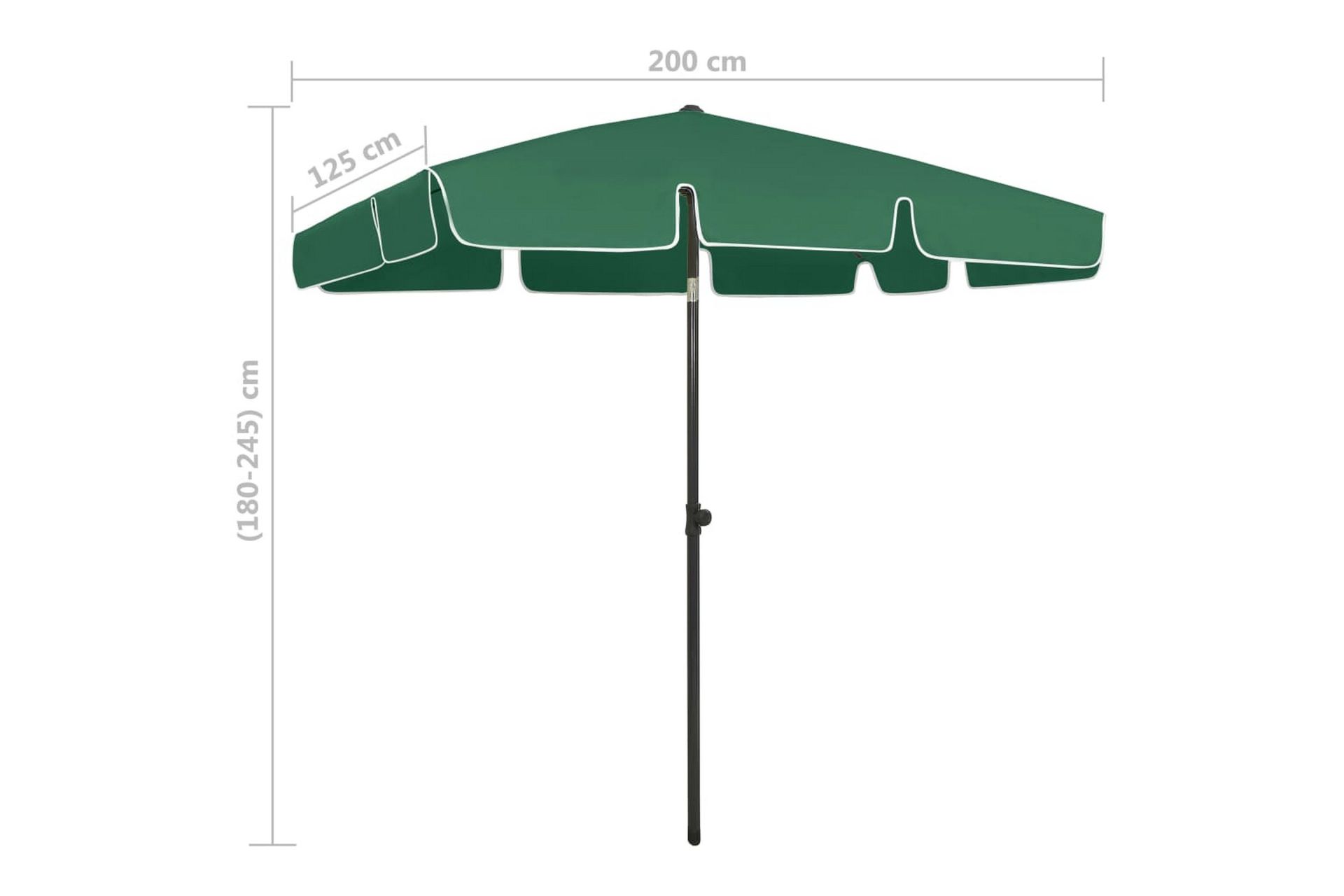 Strandparasoll grønn 200x125 cm - grønn - Hagemøbler - Solbeskyttelse - Parasoller