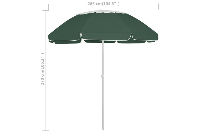 Strandparasoll grønn 300 cm - grønn - Hagemøbler - Solbeskyttelse - Parasoller