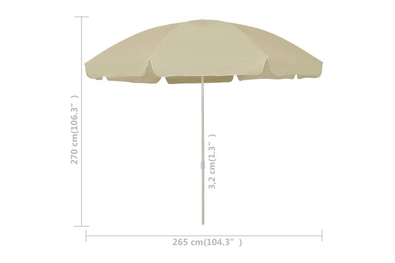 Strandparasoll sandgul 300 cm - Gul - Hagemøbler - Solbeskyttelse - Parasoller