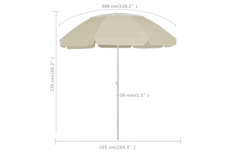 Strandparasoll sandgul 300 cm - Gul - Hagemøbler - Solbeskyttelse - Parasoller