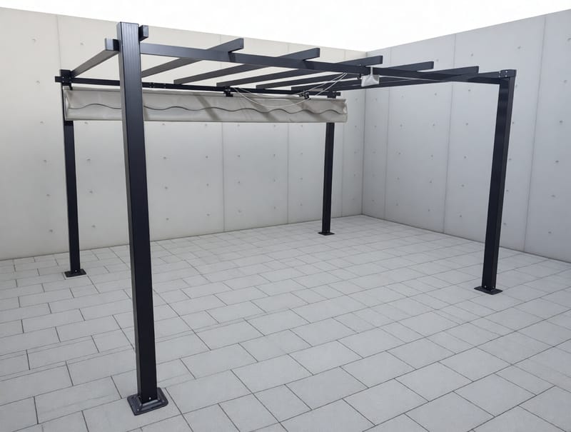 SUNSET Pergola 3×4 m - Grå - Hagemøbler - Solbeskyttelse - Pergola