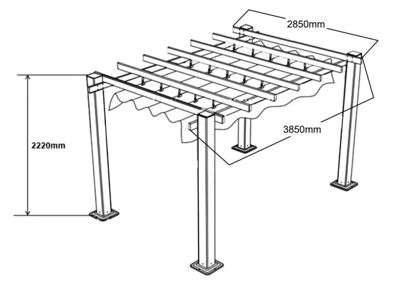 SUNSET Pergola 3×4 m - Grå - Hagemøbler - Solbeskyttelse - Pergola