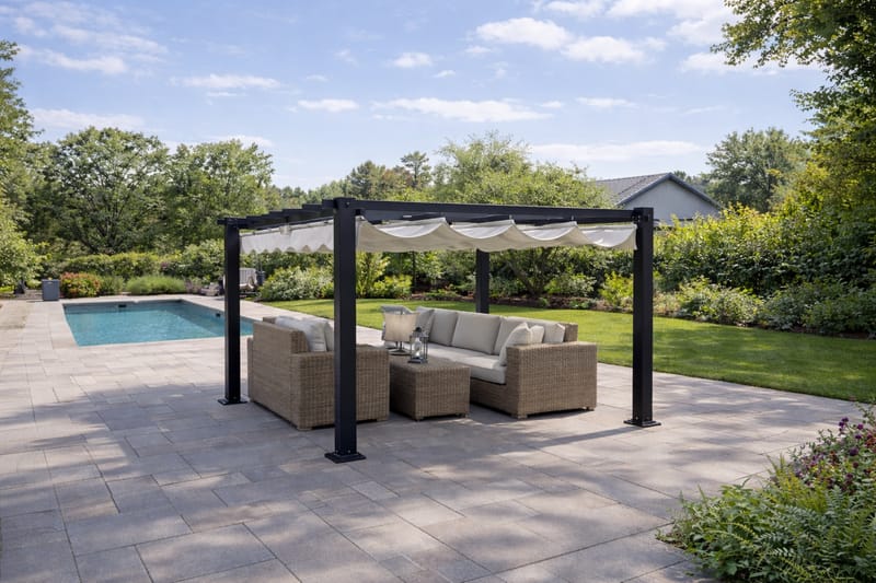 SUNSET Pergola 3×4 m - Grå - Hagemøbler - Solbeskyttelse - Pergola