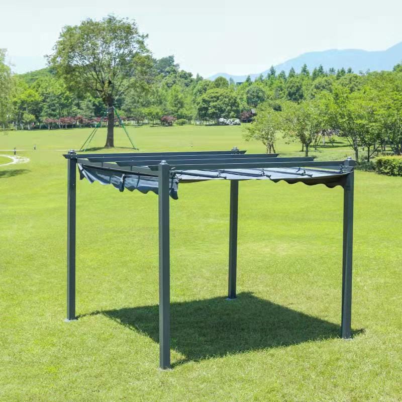SUNSET Pergola 3×4 m - Grå - Hagemøbler - Solbeskyttelse - Pergola